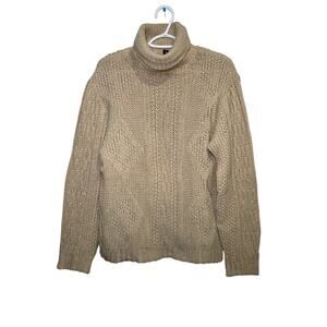 H.I.S. cableknit wool‎ turtleneck sweate womens medium preppy classic academia